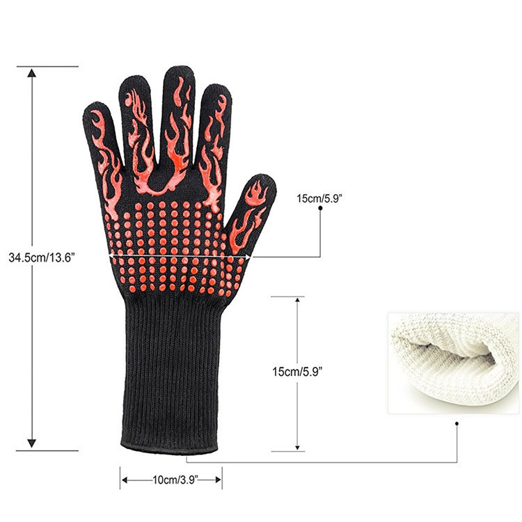 Gants de barbecue haute température approvisionnement direct d'usine coton barbecue four à micro-ondes protection de sécurité double couche anti-brûlure_voghion.com