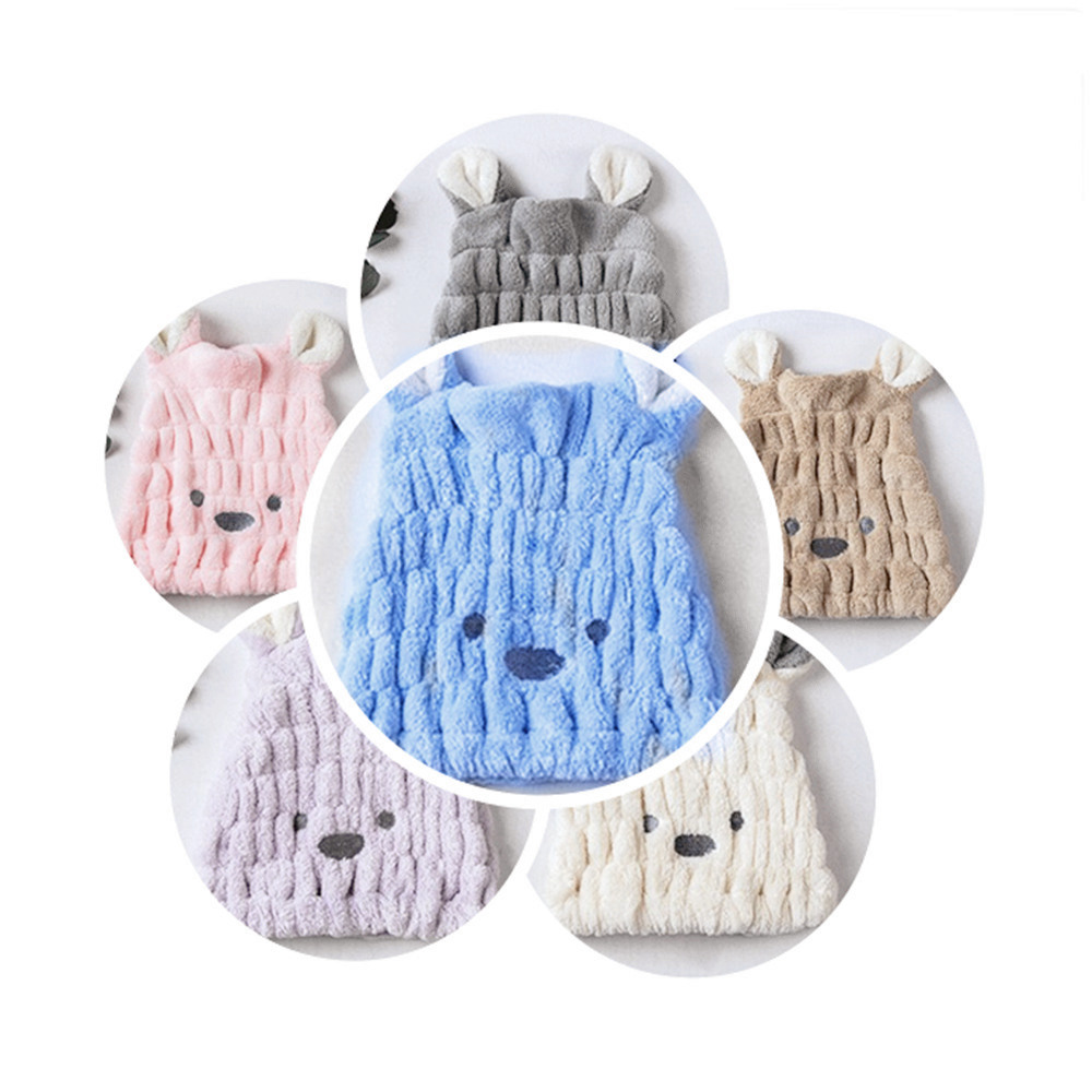 Rabbit ears shower cap absorbent wipe hair cute turban adult children cartoon fast dry hair cap foreign trade Wholesale