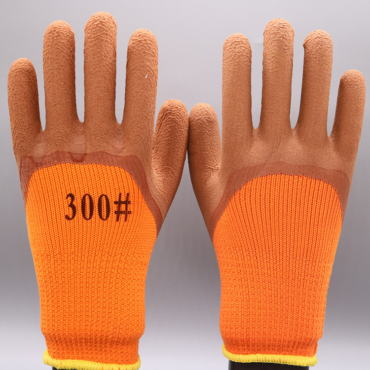 Terry-soaked cold storage labor protection gloves wear-resistant wholesale winter cashmere antifreeze warm padded cotton waterproof gloves