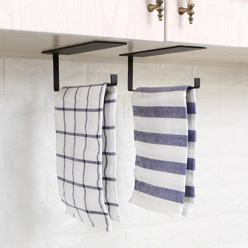 Punch-free Kitchen Paper Storage Hanging Shelf Roll Paper Rack Rack Rack Cabinet Adhesive Type Carbon Steel L-type Tissue Rack