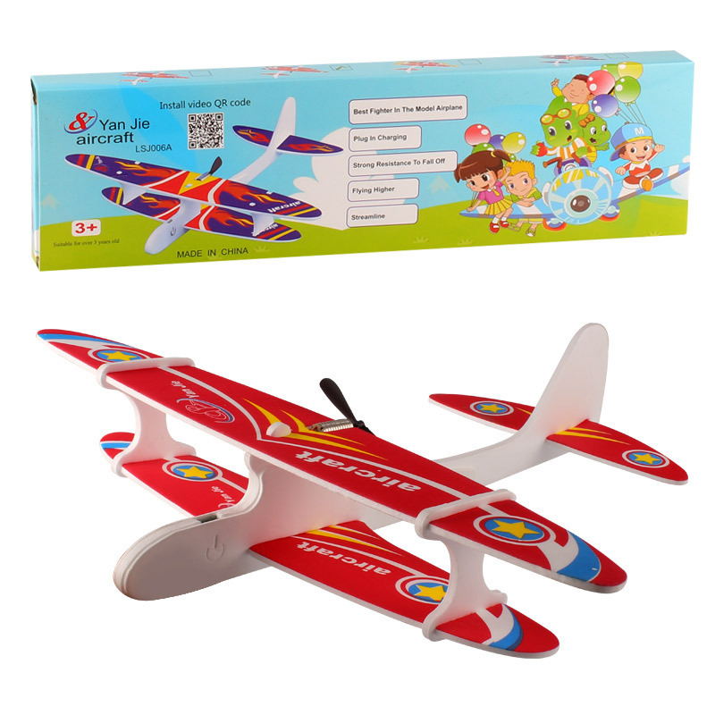 Hot sale electric hand throwing plane USB charging fall-resistant swing foam glider capacitor electric fighter