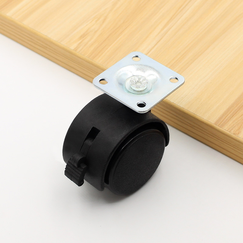 L-type silk tooth flat nylon universal wheel office furniture flower rack cabinet plastic wheel 1.5 inch caster universal wheel