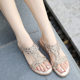 IELTS Run Large Size Hollow Cross-Border Flat Rhinestone Sandals Bohemian Comfortable Women's Shoes for Summer