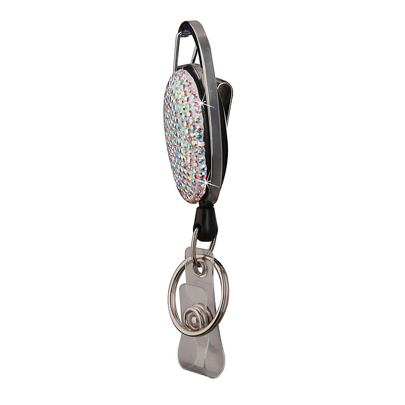 Manufacturers supply clay easy-pull buckle easy-pull metal retractable keychain egg-shaped oval ID buckle buckle