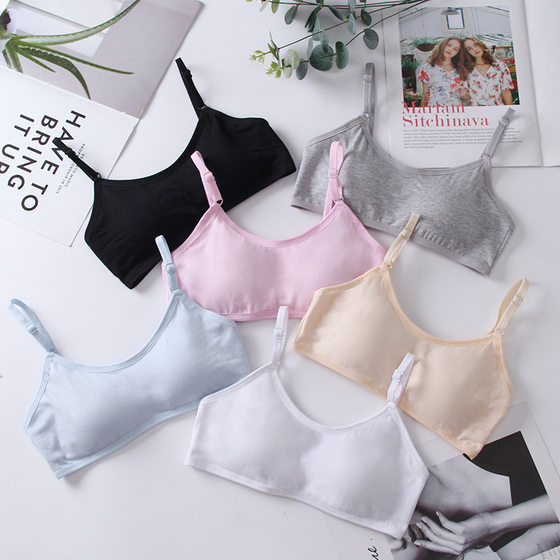 Pure Cotton student bra fixed Cup wrapped chest with chest pad tube top underwear running anti-vibration exposure solid color underwear