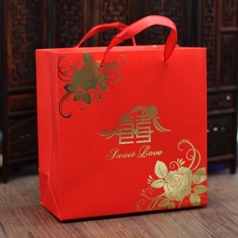 Wedding celebration wedding gift bag candy gift box gift bag handbag Red large paper bag wholesale