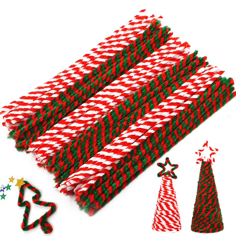 カラーウールクリスマス毛根ツイストスティックdiyクリエイティブ子供玩具幼稚園手作り材料|undefined