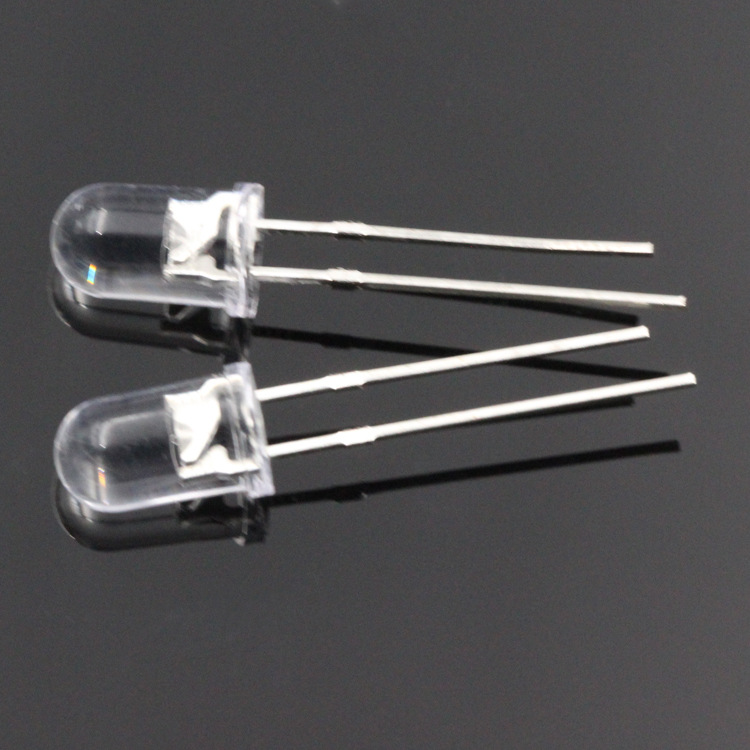led light emitting diode f5/5mm in-line round head short leg with edge transparent white light in-line LED small lamp beads
