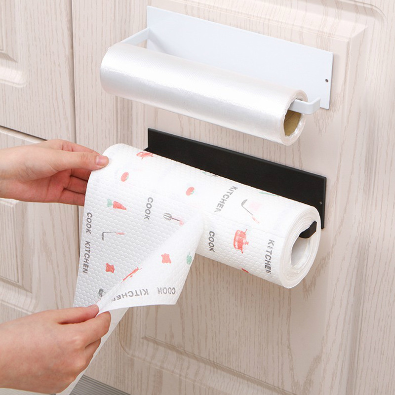 Punch-free Kitchen Paper Storage Hanging Shelf Roll Paper Rack Rack Rack Cabinet Adhesive Type Carbon Steel L-type Tissue Rack