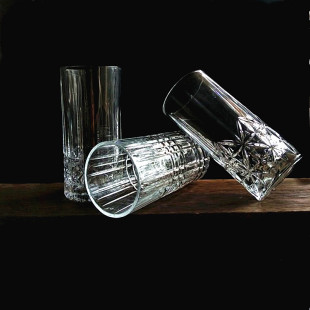 Vintage Glass 360ml Carved Water Cup Restaurant Cold Drink Milk Tea Shop Juice Cup Lead Free Whiskey Cup