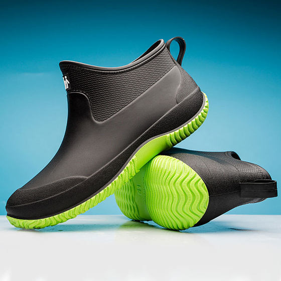Rain boots men's warm plus velvet short tube rain boots kitchen anti-slip shoes low-top outdoor car wash waterproof shoes factory direct sales