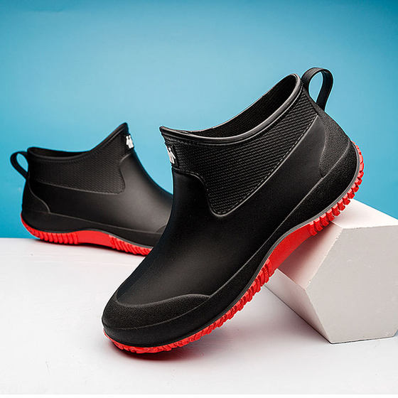 Rain boots men's warm plus velvet short tube rain boots kitchen anti-slip shoes low-top outdoor car wash waterproof shoes factory direct sales