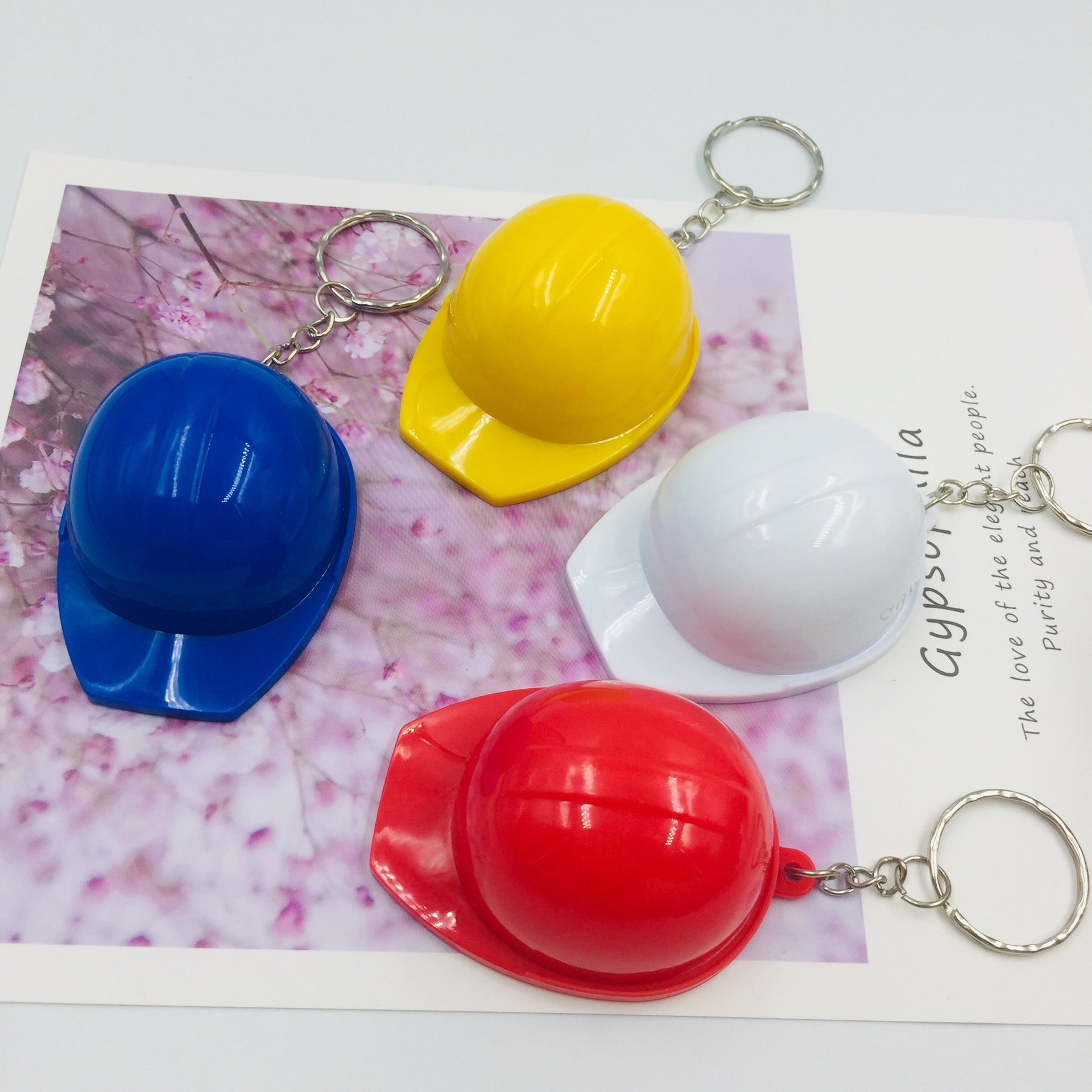 Cross-border Mini Helmet Safety Hat Keychain Bottle Opener Beer Knock Bag Pendant Small Gift Printable logo