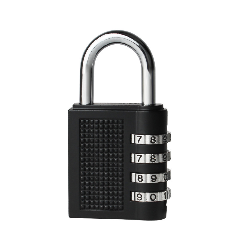 Password padlock black password lock zinc alloy large 4-digit gym wardrobe door mechanical password lock