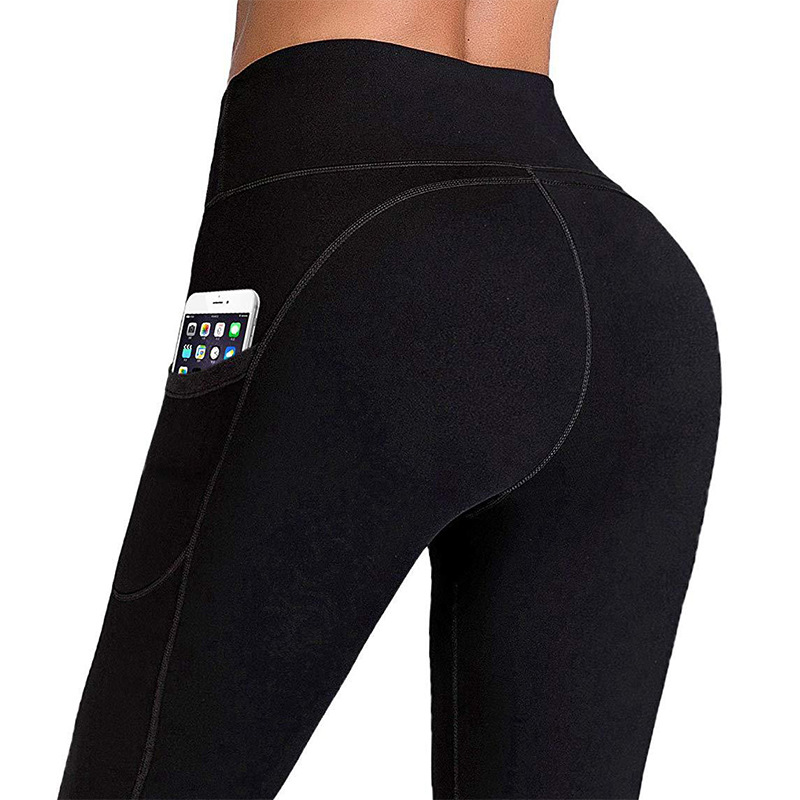 Export Yoga Pants European and American Running Sports Fitness Pants Amazon Side Mobile Phone Pocket Sport Underwear Nine-tenths Pants 