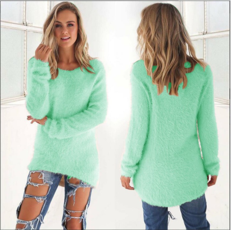 eBay AliExpress Autumn/Winter WISH Fashion Solid Color Long Sleeve Women's Sweater Top