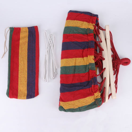 Outdoor Hammock Swing Camping Camping Supplies Wooden Stick Bend Stick Anti-rollover Canvas Hammock Wholesale Children Double Single