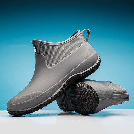 Rain boots men's warm plus velvet short tube rain boots kitchen anti-slip shoes low-top outdoor car wash waterproof shoes factory direct sales