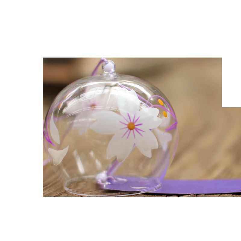 Factory handmade painted glass wind chime creative gift scenic Japanese glass wind chime small flower glass wind chime