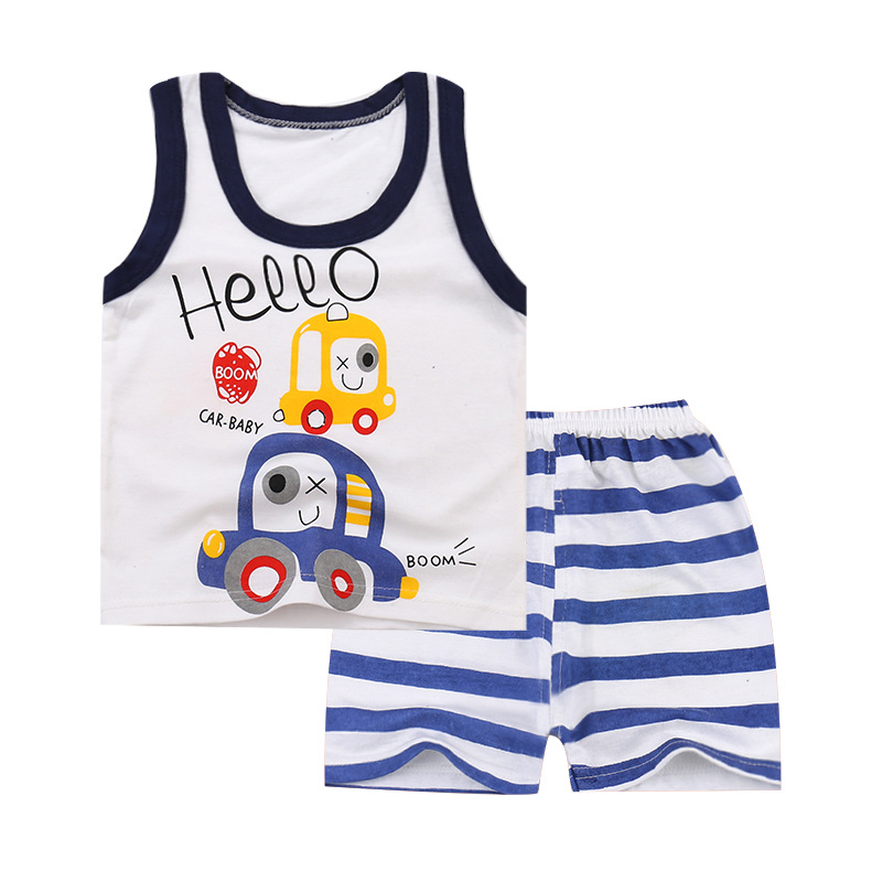 Summer Children's Vest Set Cotton Summer New Arrival Sleeveless Shorts Two-Piece Casual Small and Medium-Sized Boys and Girls Set