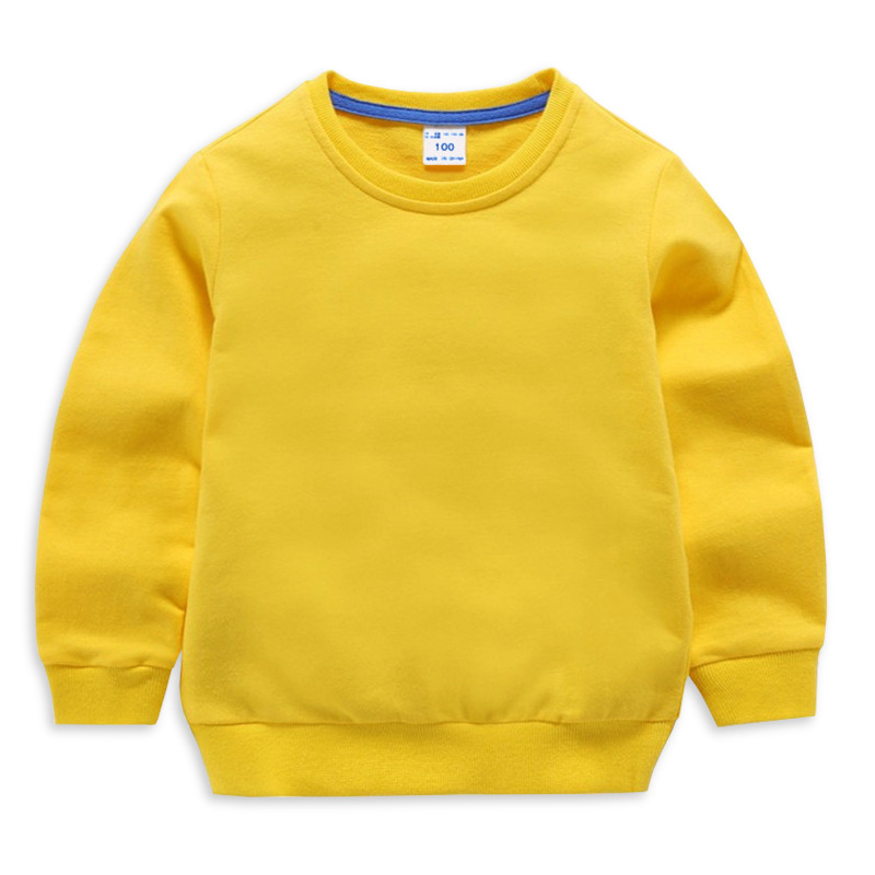 Children's Clothing 2023 Children's Solid Color Sweater Children's Long Sleeve All Cotton Top for Boys and Girls New Blank Base Shirt