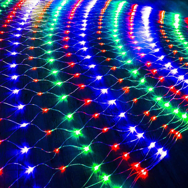 Factory Waterproof Fishing Net Christmas Festival Decoration 200 LED Outdoor Light String Engineering Illumination Star Color Lights