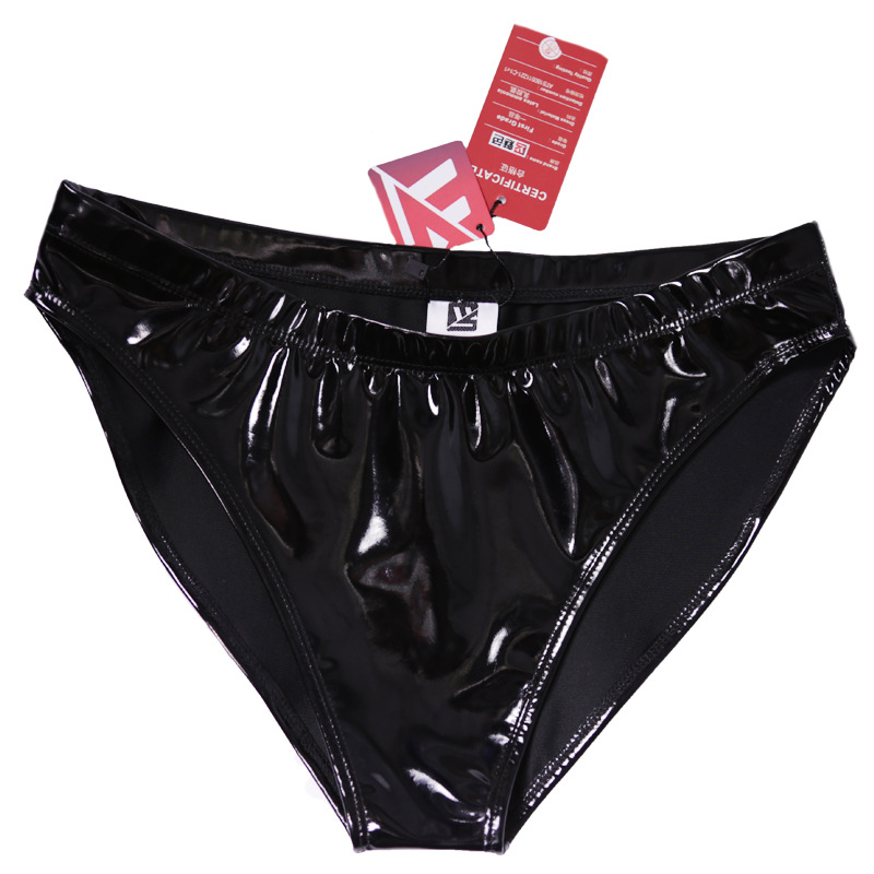 Charming color European and American cross-border latex ammonia small triangle inner GK45 sexy hip bright surface patent leather high waist ladies underwear