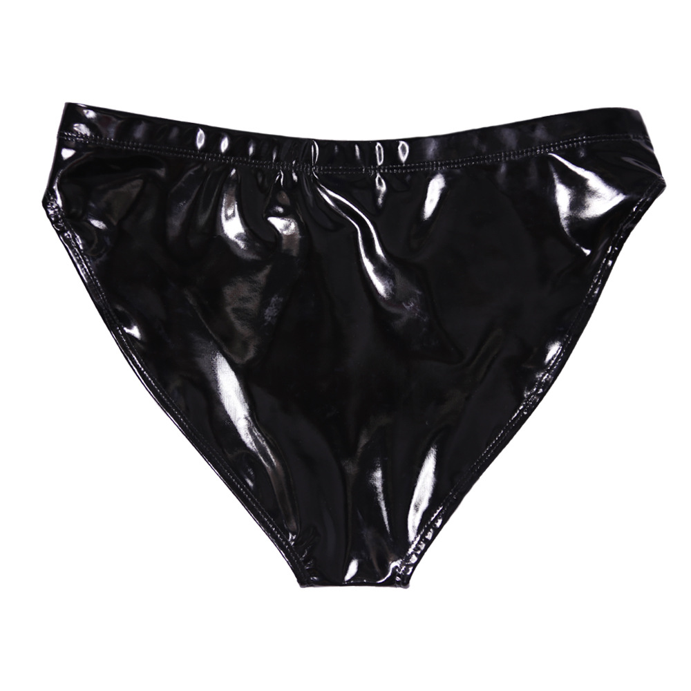 Charming color European and American cross-border latex ammonia small triangle inner GK45 sexy hip bright surface patent leather high waist ladies underwear