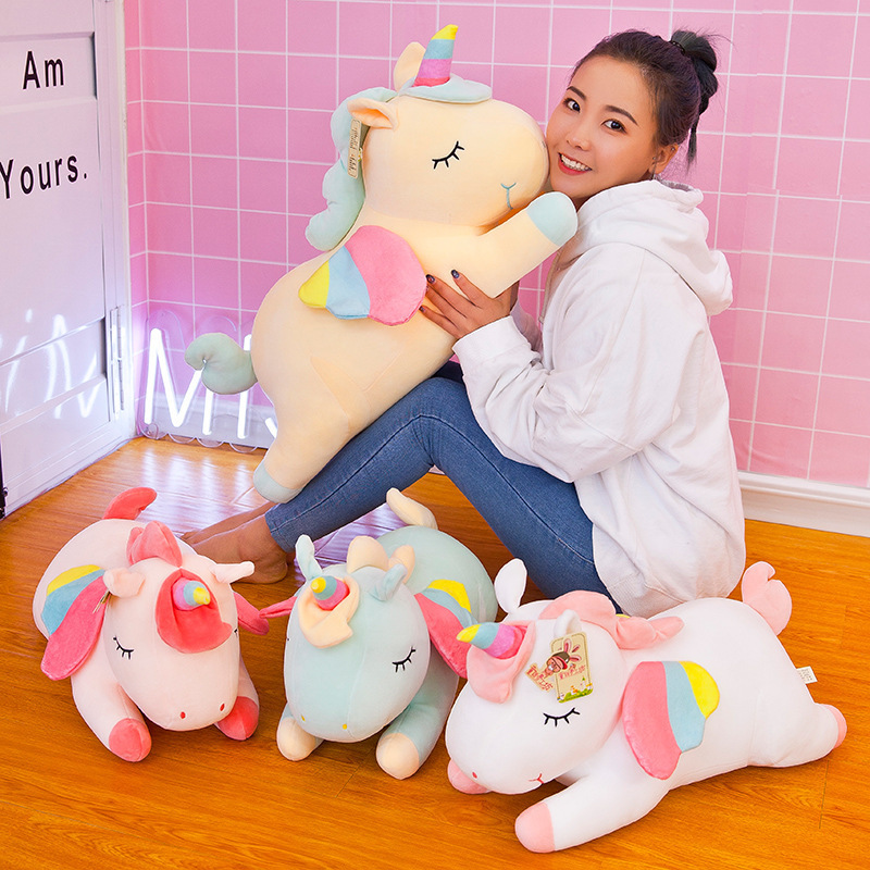 TikTok Same Style Creative Angel Unicorn Doll Cute Rainbow Pony Plush Toy Girl Heart Doll Doll