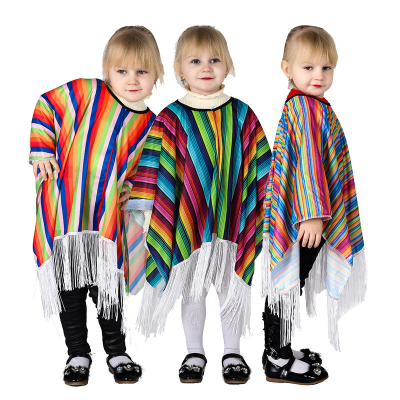 Halloween Children's Mexican Costume Mexican Ethnic Style Cloak Mexican Style Cloak