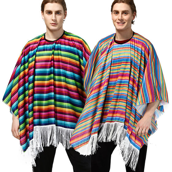 cosplay Festival Party adult Mexican costume Mexican ethnic cloak Mexican style cloak