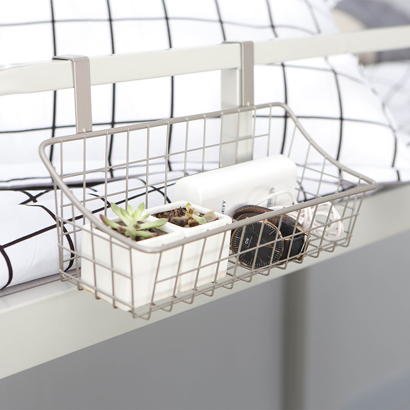 Factory wholesale dormitory bedside hanging basket rack iron storage basket hanging storage basket bathroom drain basket small