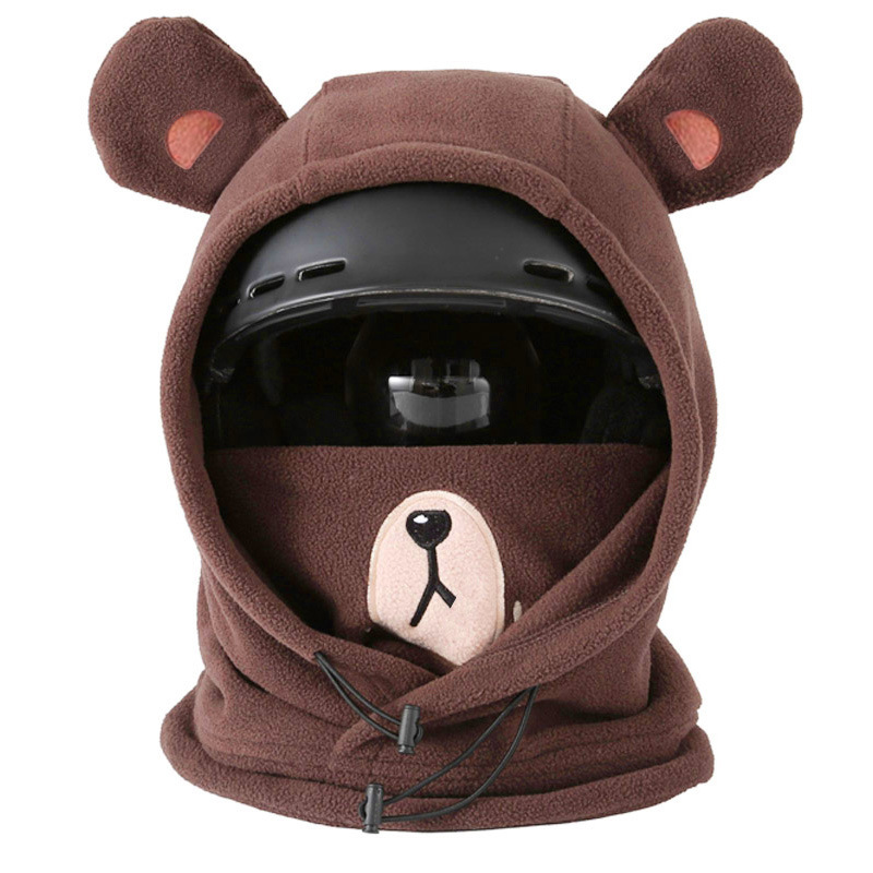 Ski headgear face protection scarf warm veneer cartoon shape rabbit Snow Country ski equipment cute snow helmet hat