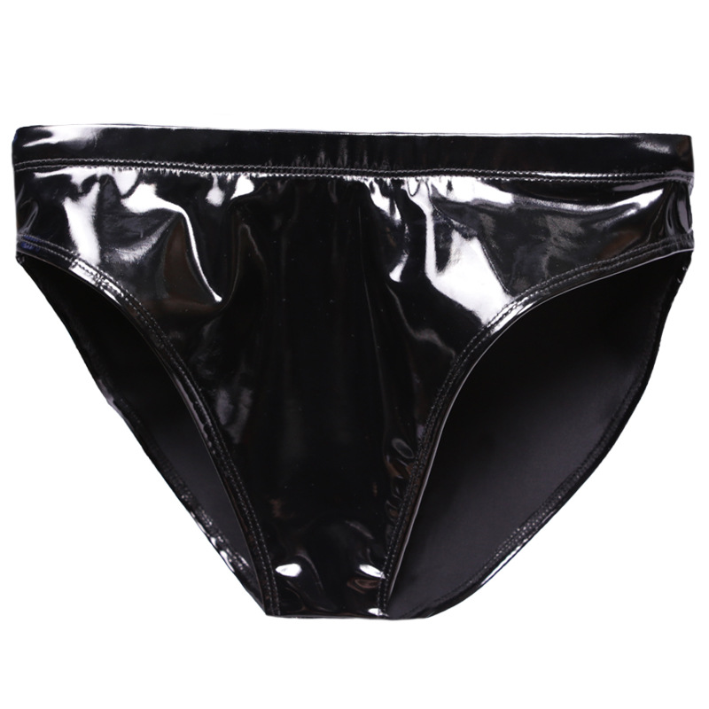 Charming color European and American cross-border latex ammonia small triangle inner GK45 sexy hip bright surface patent leather high waist ladies underwear