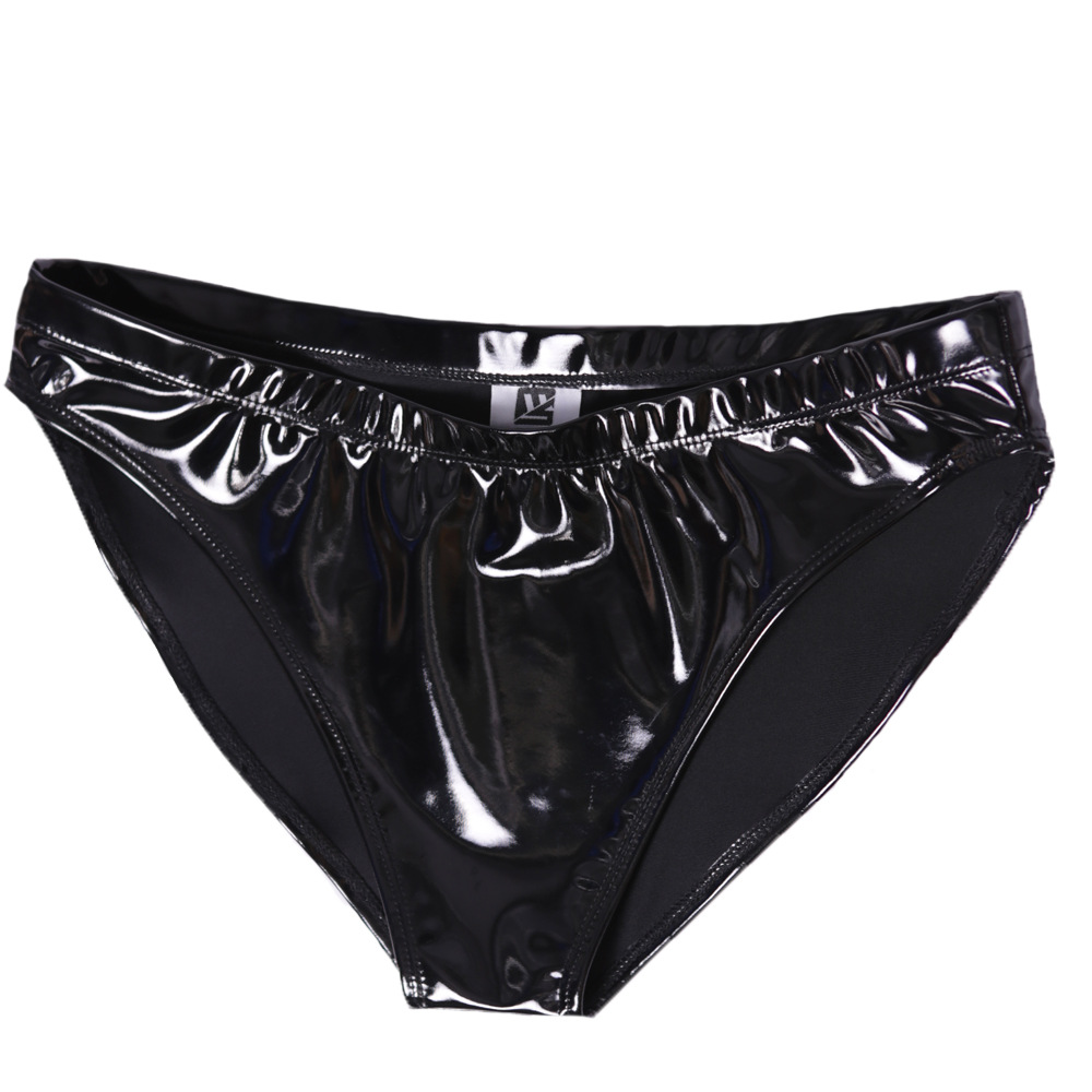 Charming color European and American cross-border latex ammonia small triangle inner GK45 sexy hip bright surface patent leather high waist ladies underwear