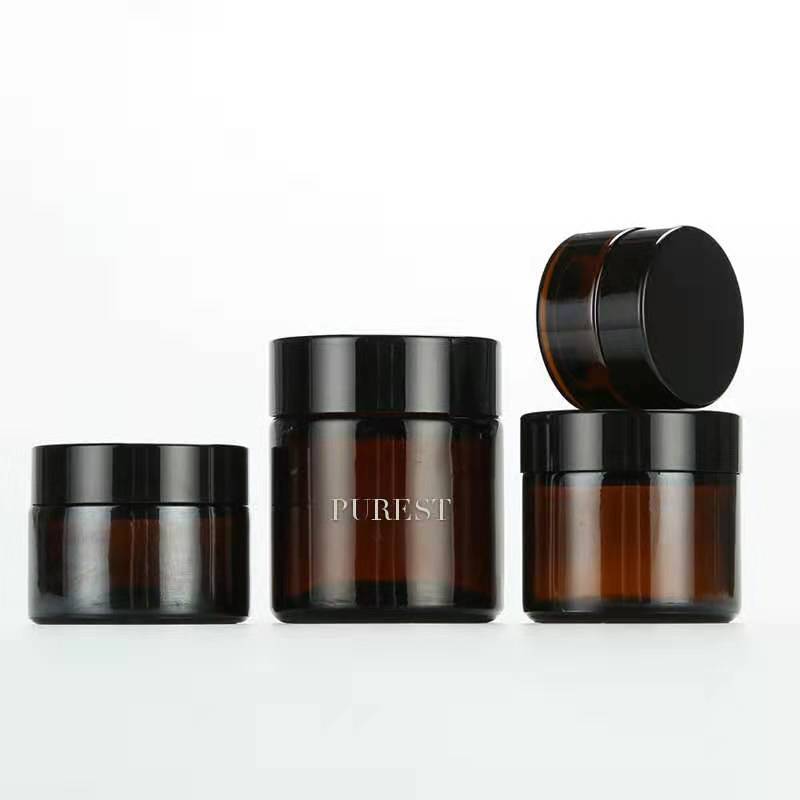 Tea cream bottle glass cosmetic bottle packaging 30g50g dark cream eye cream bottle cream bottle wholesale