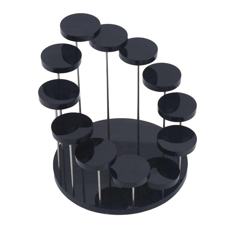 Acrylic Transparent 12 Round Base Display Stand Jewelry Ring Display Stand Black 3-digit Round Jewelry Bracket