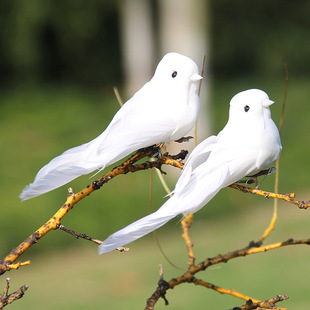 Simulation bird white bird feather bird tied branches bird small white pigeon decorative bird wholesale
