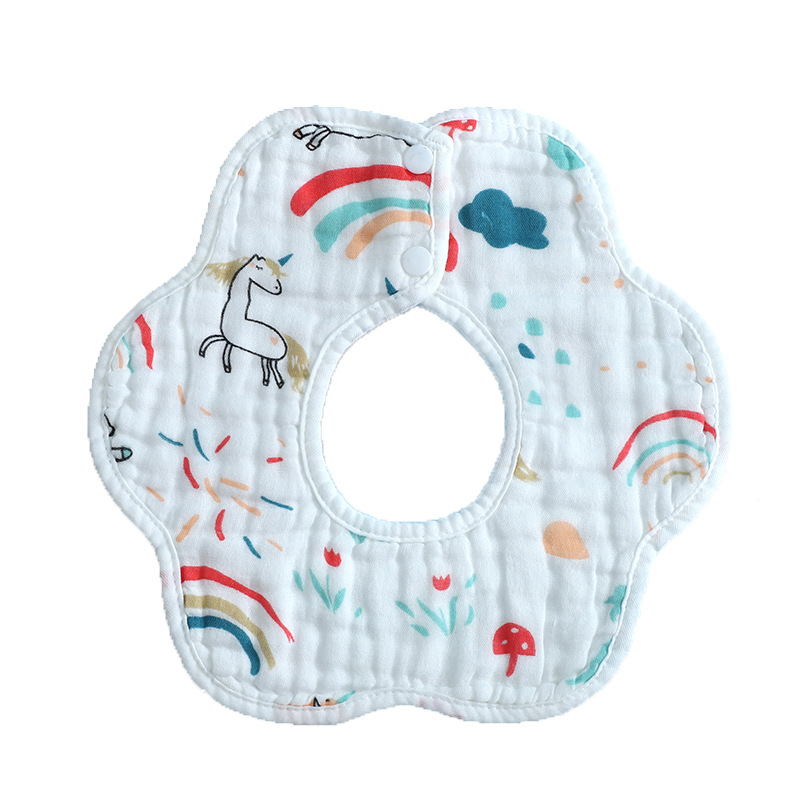 Pure cotton newborn petal bib 8-layer gauze baby bib baby 360 degree rotating bib saliva towel
