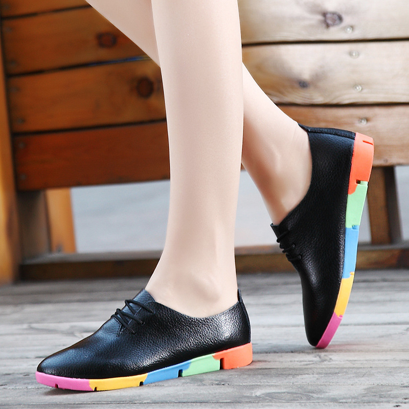 2019 casual leather mother shoes autumn pregnant women non-slip trend Foreign Trade single shoes nurse large size Bean shoes women's shoes