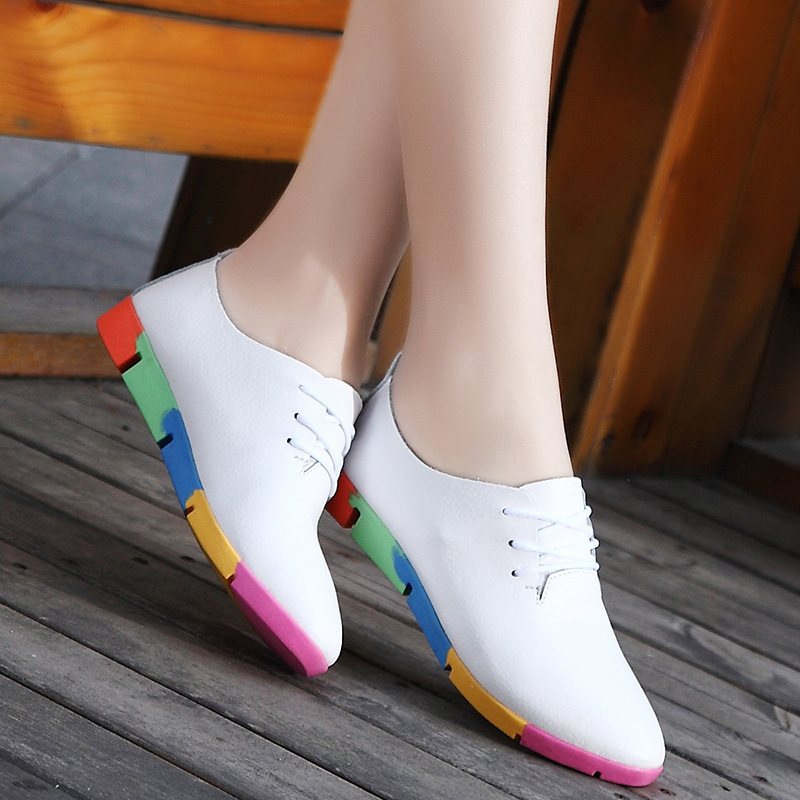 2019 casual leather mother shoes autumn pregnant women non-slip trend Foreign Trade single shoes nurse large size Bean shoes women's shoes