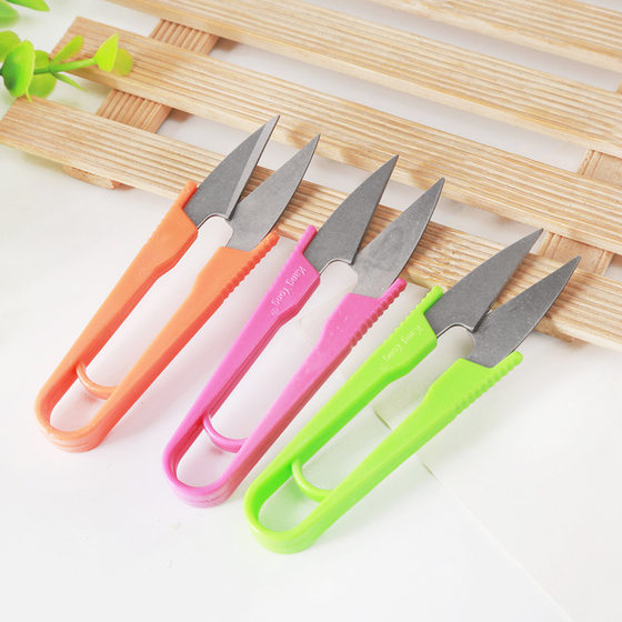 Cross stitch scissors special small scissors color plastic yarn scissors household thread scissors U-shaped thread scissors fish thread scissors