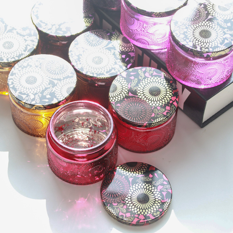 Embossed Starry Sky candle bottle color carved flower aromatherapy candle Cup wax container DIY aromatherapy candle glass cup