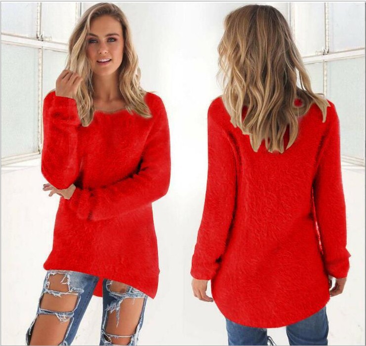 eBay AliExpress Autumn/Winter WISH Fashion Solid Color Long Sleeve Women's Sweater Top