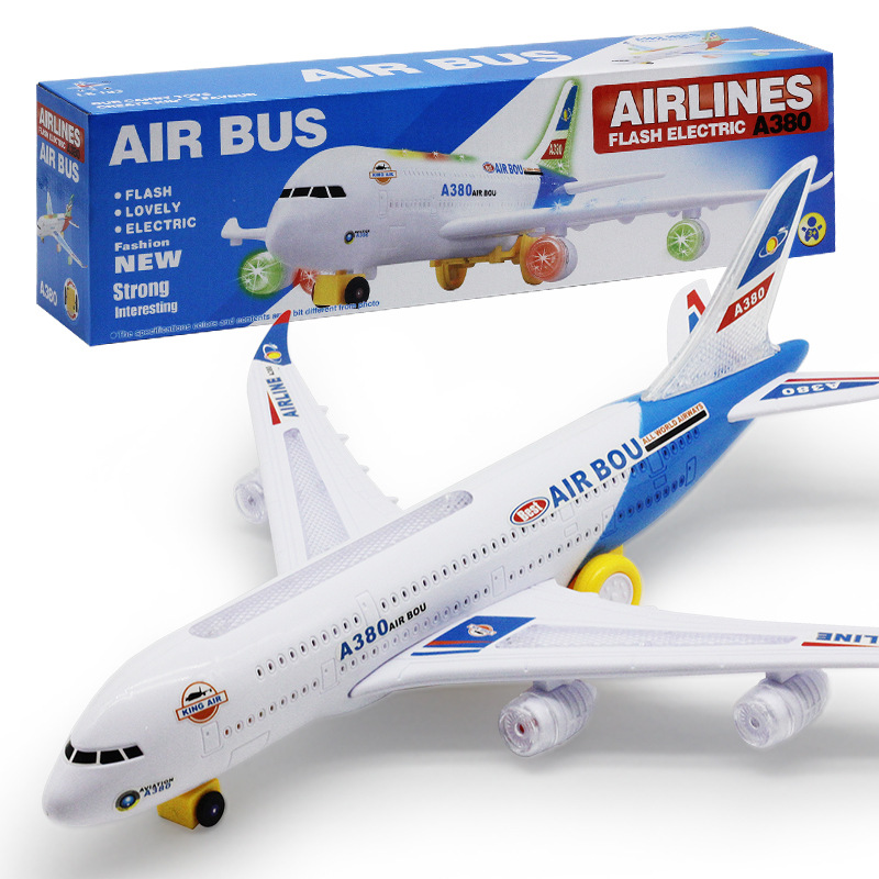 A380 aircraft large 43CM long electric model aircraft with sound luminous children's toys wholesale cross-border