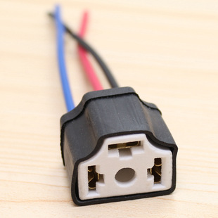 H4 ceramic socket car bulb lamp holder copper wire h4 female plug car ceramic connector three-hole socket
