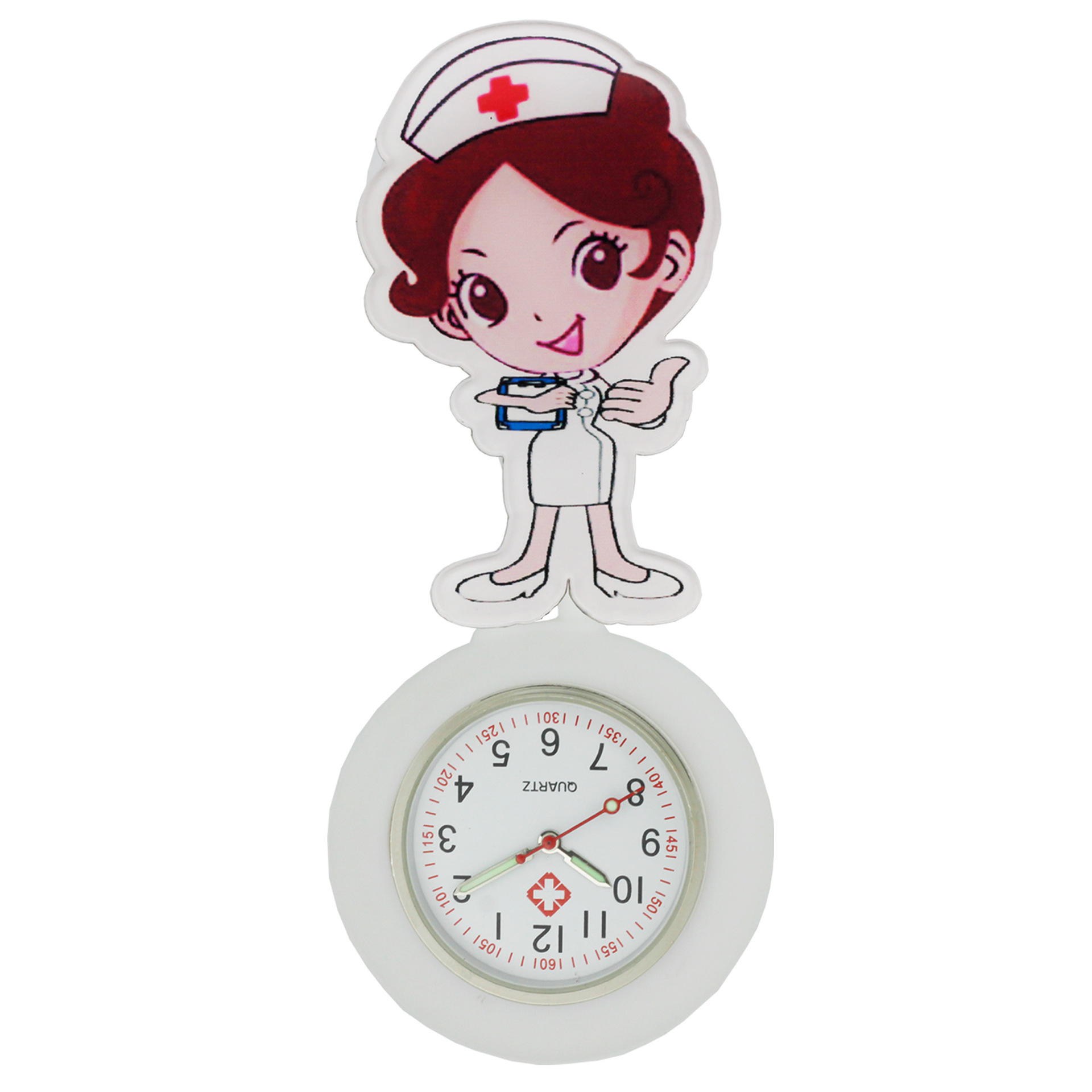 Hard glue stretchable nurse watch cartoon character animal doctor doctor chest watch hanging watch pocket watch 25 pieces free shipping