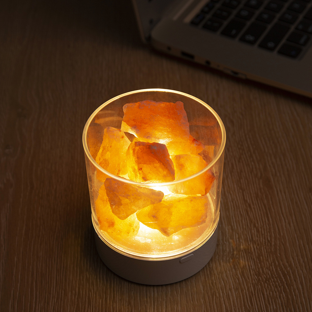Creative table lamp Himalayan atmosphere salt lamp negative ion usb charging colorful salt lamp gift night light factory