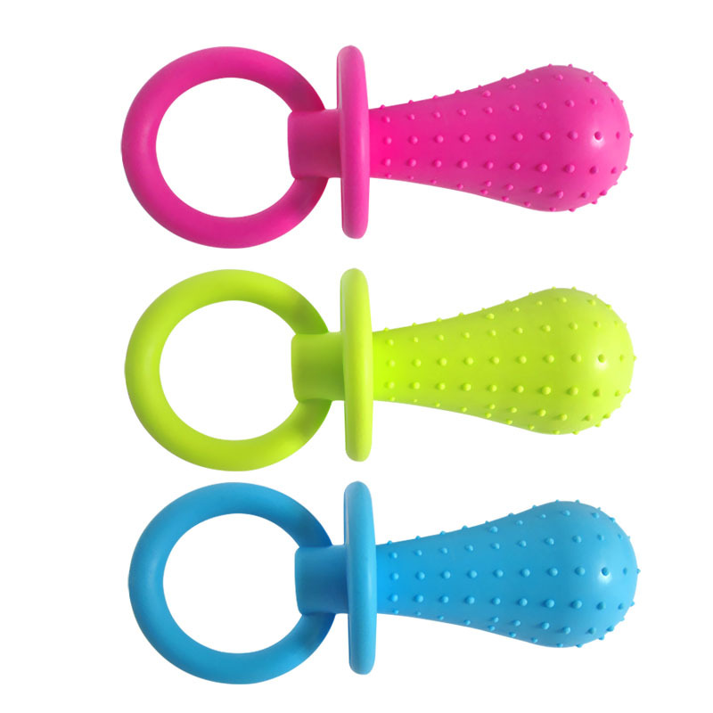 Factory direct tpr pacifier dog voice toy with bell size pacifier molars pet supplies wholesale