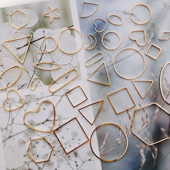 DIY alloy electroplating accessories wholesale personality K gold triangle round geometric figure earrings basic accessories earrings